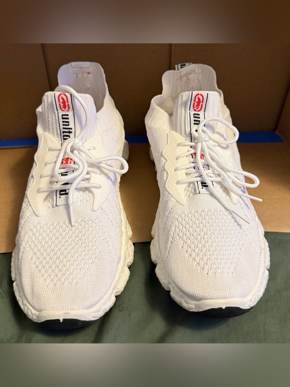 Men's slip on Ecko Unlimited Athletic Running Shoes - White Knit Lace-Up